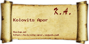 Kolovits Apor névjegykártya